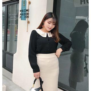 Peter-pan Collar Long-sleeve Blouse