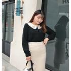 Peter-pan Collar Long-sleeve Blouse