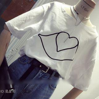 Embroidered Cutout Short-sleeve T-shirt