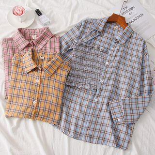 Set: Plaid Smocked Tube Top + Light Shirt