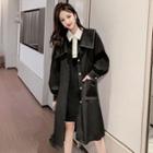 Long-sleeve Polo Collar Color Panel Dress / Oversize Long-sleeve Twin Pocket Coat
