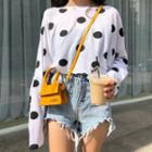 Long-sleeve Polka Dot T-shirt As Shown In Figure - One Size