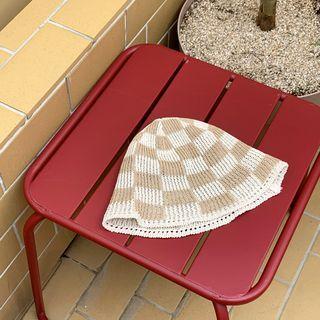 Checked Knit Bucket Hat