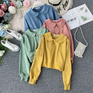 Long-sleeve Cropped Polo Top