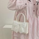 Mini Faux Leather Bow Handbag Milky White - One Size