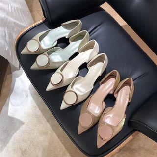 Disc Pointed-toe Kitten-heel Dorsay Pumps