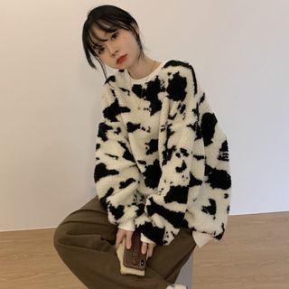 Cow Print Sweatshirt Black Cow Print - Milky White - One Size