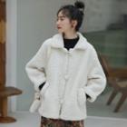 Fleece Button Jacket / Mini Chain Crossbody Bag / Set
