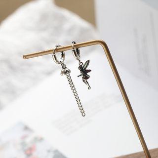 Non-matching Alloy Fairy Dangle Earring 1 Pair - Silver - One Size