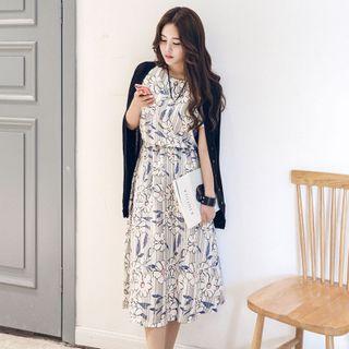 Floral Print Short-sleeve Midi Dress