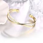 18k Gold Plated Cross Layered Open Bangle 18k Gold - One Size