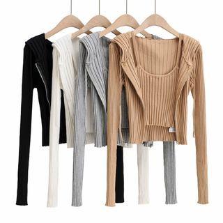 Set: Knit Zip Jacket + Knit Top