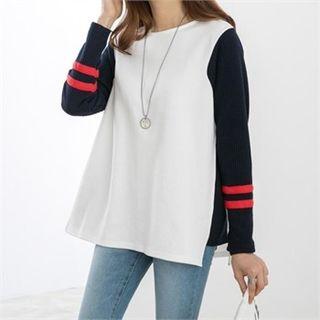 Knit Long-sleeve Contrast-trim Top