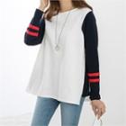 Knit Long-sleeve Contrast-trim Top