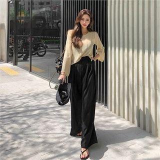 Pleated Wide-leg Linen Pants