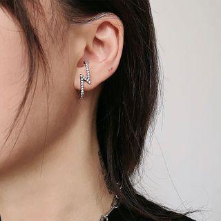 Rhinestone Lightning Earring 1 Pc - Silver - One Size