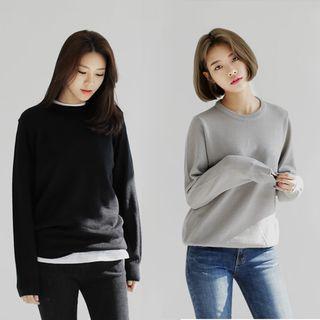 Crewneck Open-knit Plain Sweater
