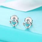 Argyle Stud Earring 1 Pair - As Shown In Figure - One Size