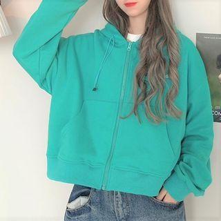 Lettering Zip-up Hoodie / Cropped Zip-up Hoodie