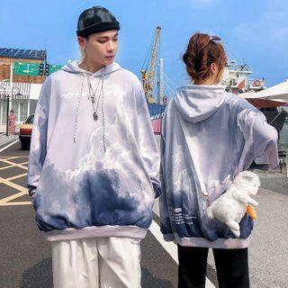 Tie-dyed Lettering Hooded Sweatshirt