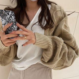 Bareback Cable-knit Bolero Light Beige - One Size