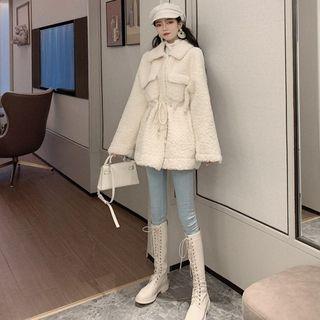 Faux-shearling Snap-button Coat