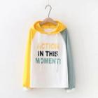 Lettering Paneled Hoodie Yellow - One Size
