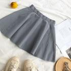 Plain High-waist A-line Flared Skirt