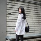 Letter-print Slit-side T-shirt