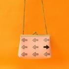 Arrow Print Faux Leather Clutch With Metal Chain Pink - One Size