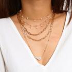 Faux Pearl Chain Layered Necklace 2717 - Gold - One Size