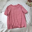 Short Sleeve Stripe Tee Stripe - Pink - One Size