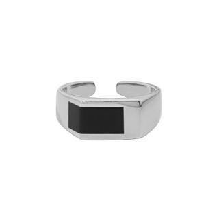 Geometric Epoxy Sterling Silver Open Ring Silver - 14