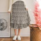 Tiered-ruffle Pleated Long Skirt