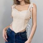 Bow-accent Asymmetric Crop Camisole Top