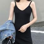 Spaghetti Strap Knit Shift Dress
