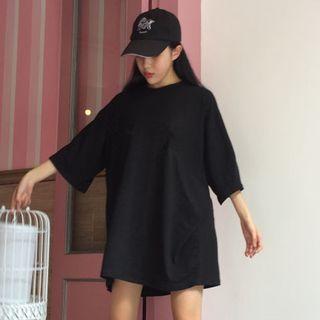 Crew-neck 3/4-sleeve T-shirt Dress