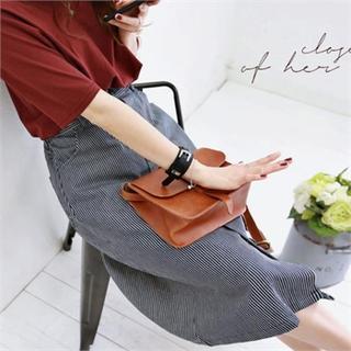 Band-waist Button-detail Skirt