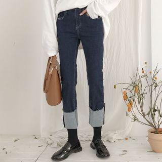 Roll-up Straight-cut Jeans