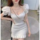 Short-sleeve Frill Trim Mini Dress / Top