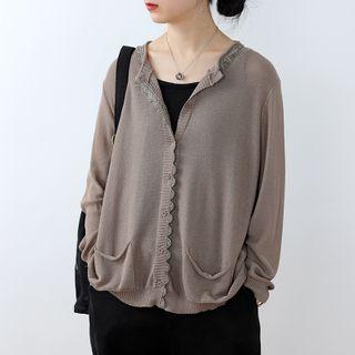 Lace Trim Pocket Cardigan