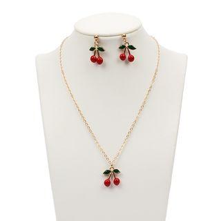 Set: Cherry Necklace + Drop Earrings