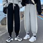 Striped Cropped Harem Pants / Two-tone Hoodie