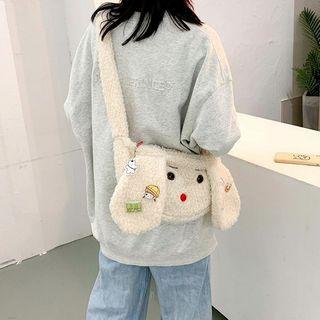 Fleece Cartoon Crossbody Bag With 7 Badges - White - One Size