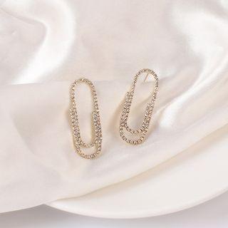 Rhinestone Pin Earring 1 Pair - Gold - One Size
