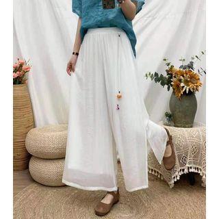 Slit Linen Wide Leg Pants