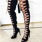 Peep Toe Lace-up High Heel Over-the-knee Boots