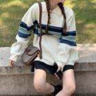 Striped Collared Sweater Almond - One Size