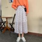High-waist Floral Printed Midi Skirt