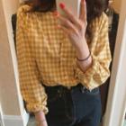 Gingham Button-up Blouse Yellow - One Size